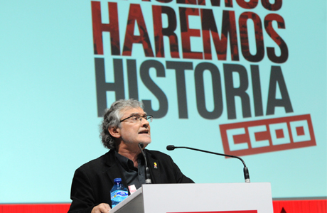 Fernando Lezcano en un momento de su intervención en el acto sindical
